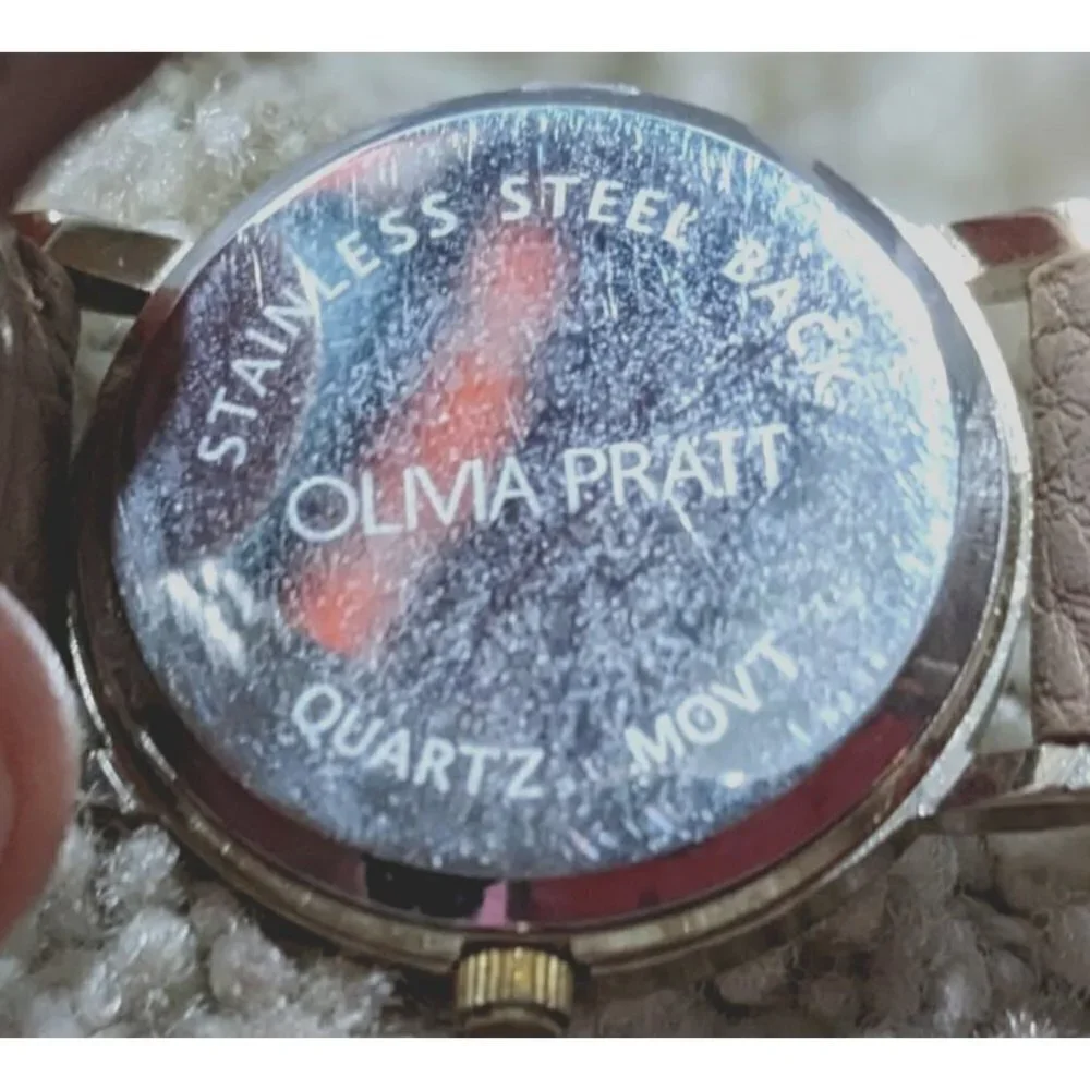 OLIVIA PRATT Three Arrows Leather Strap Watch -Rose Gold Tan Quartz Steel Hunter - Picture 3 of 4